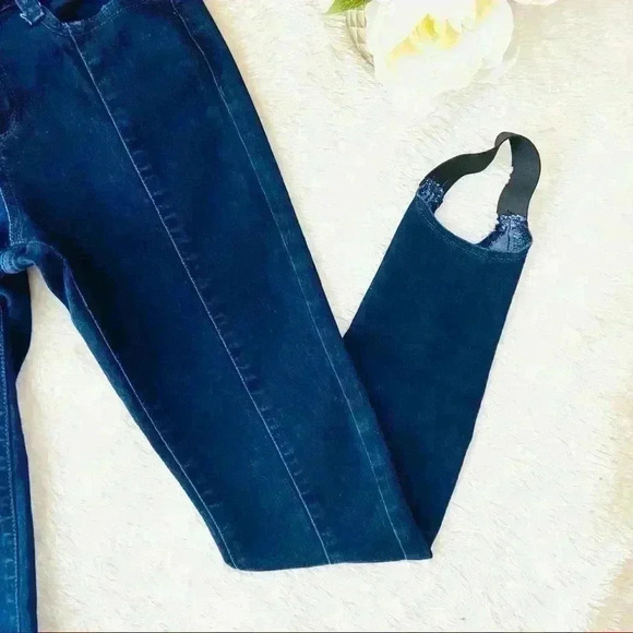 RARE ANA Pinstripe Stirrup “90’s Style” High Rise Skinny Denim Pants Size 4 - Picture 4 of 12